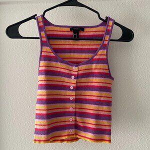 Forever 21 Multi Striped Knit Ribbed Vest